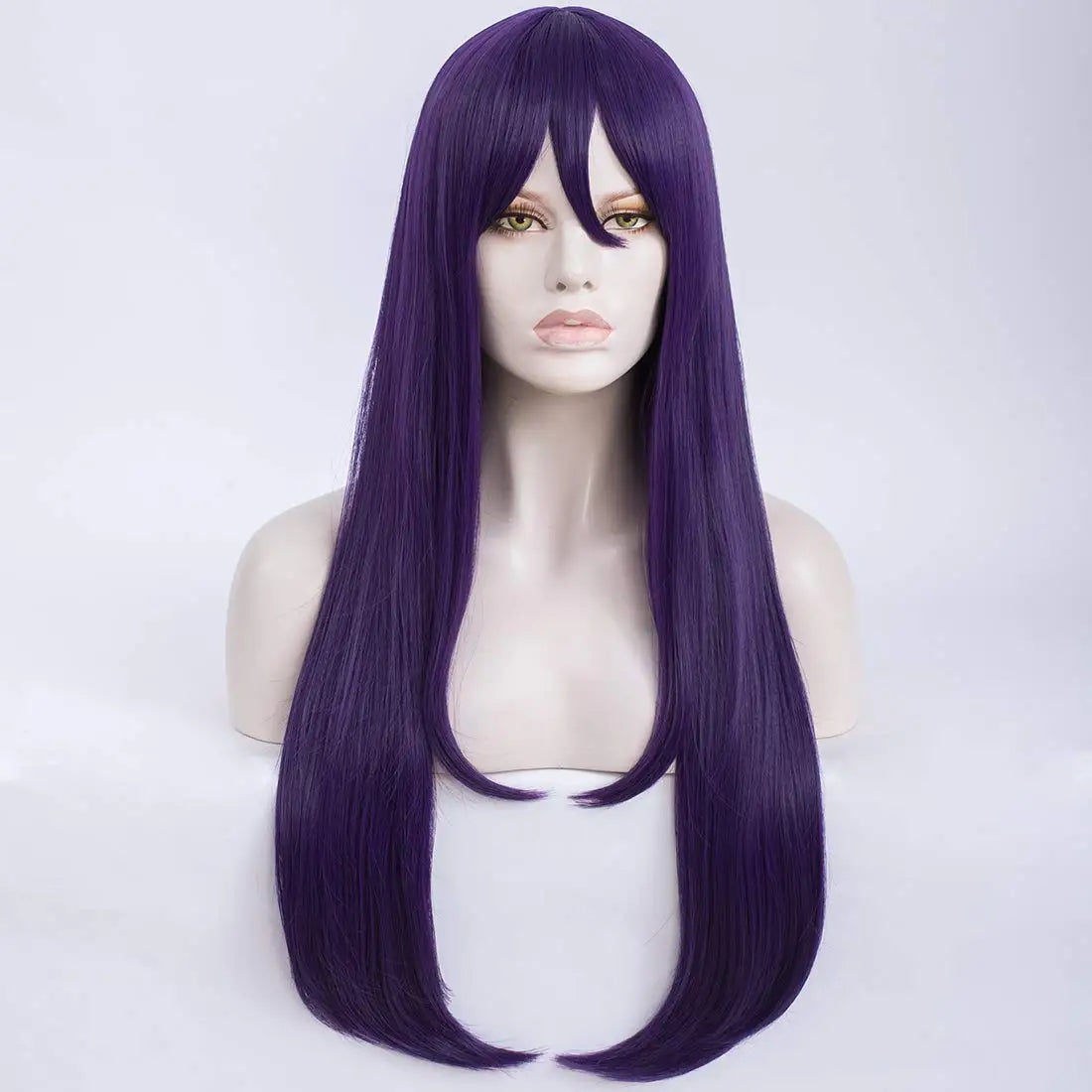 Long Straight Deep Purple Cosplay Wig with Bangs, Heat Resistant Fiber, One Size