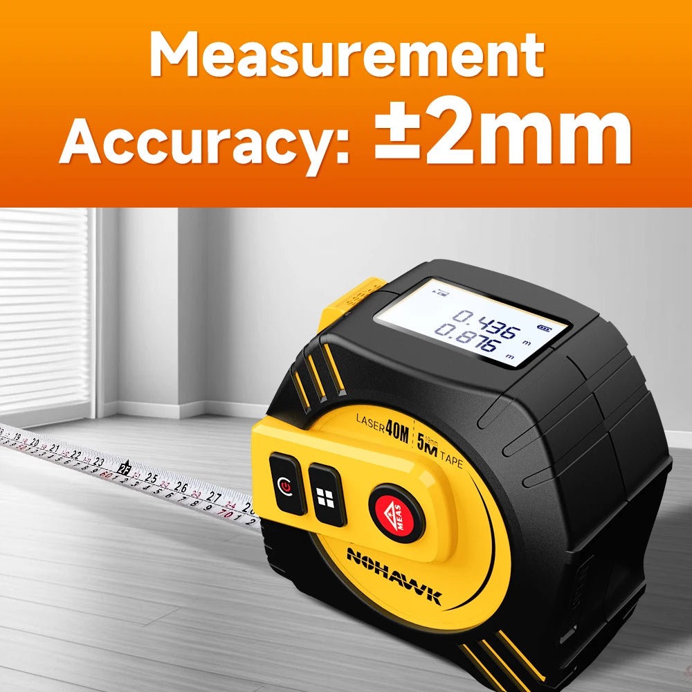 Nohawk 40m/80m Laser Tape Measure Tape Measure Measuring Tool Laser Distance Meter Steel Tape Measure USB Rechargeable