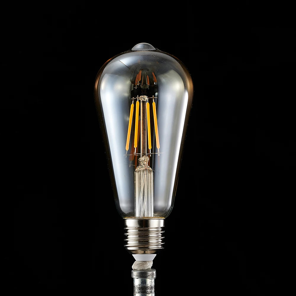 ST64 LED Bulb 6-Pack 4W/6W/8W Edison Retro Vintage Light Bulb - E27 Screw Base 220V 2700K Warm White,  Energy Saving