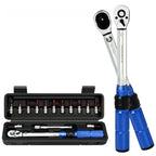 TINSOL 15Pcs Set Bicycle Torque Wrench Set 1/4" 2-24Nm Dual Direction Bike Allen Key Tool Socket Preset Type Spanner Pro Repair