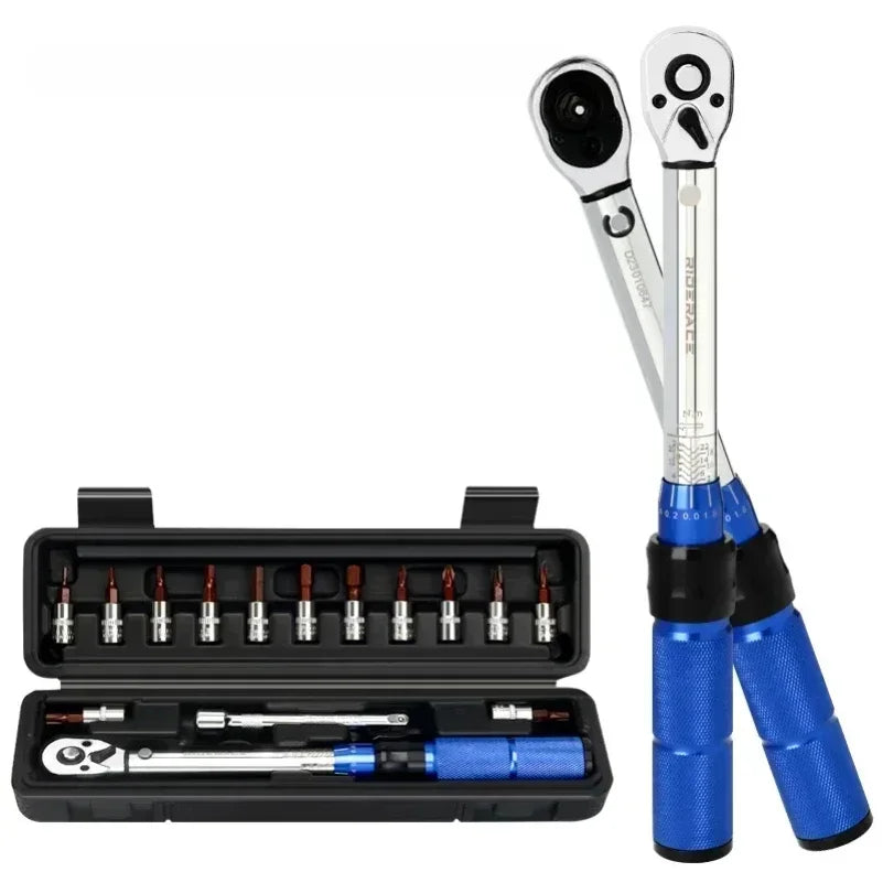 TINSOL 15Pcs Set Bicycle Torque Wrench Set 1/4" 2-24Nm Dual Direction Bike Allen Key Tool Socket Preset Type Spanner Pro Repair