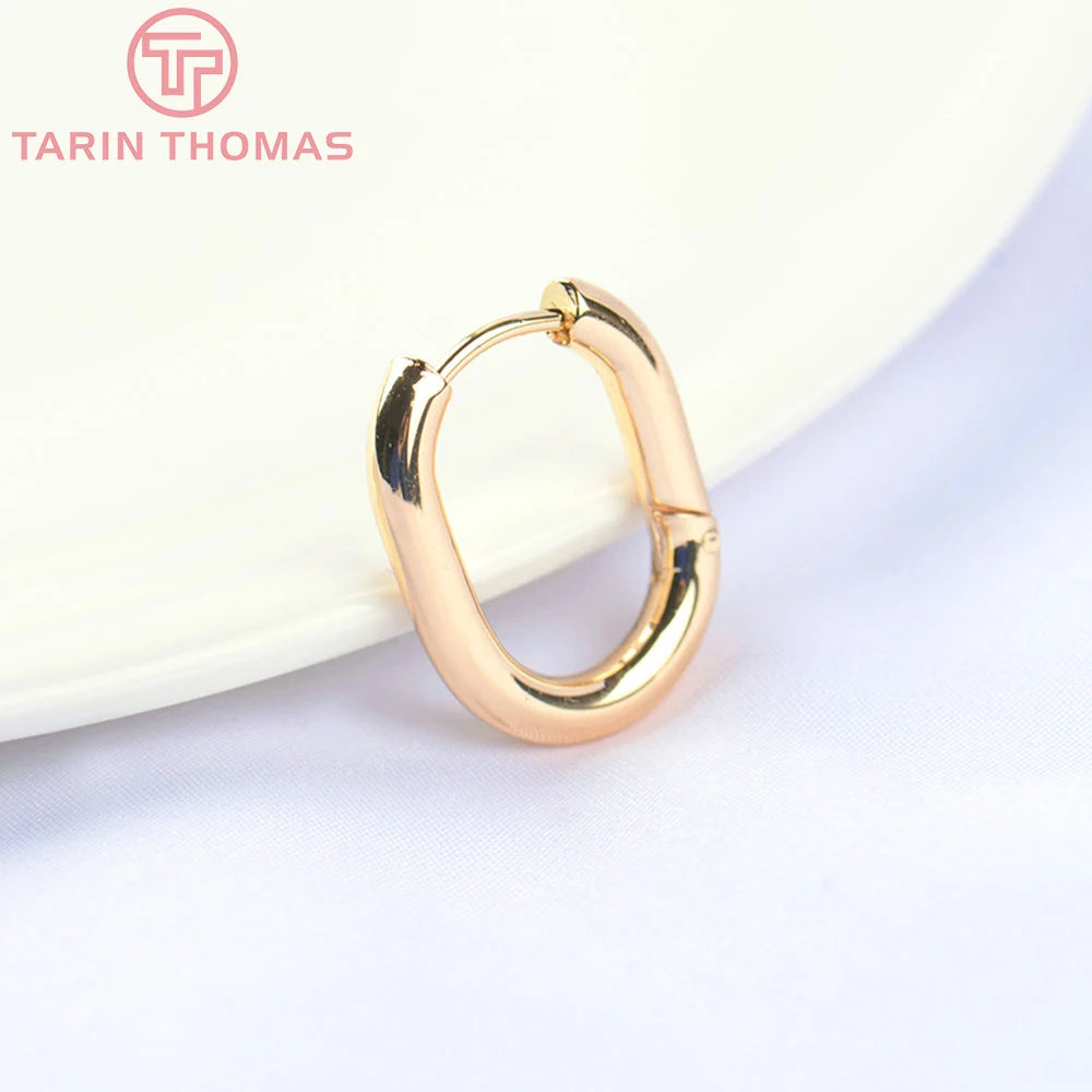 (5562)4PCS 16x20.5MM 24k Gold Color Brass Oval Earrings Hook DIY High Quality Jewelry Making Findings Accessories Wholesale