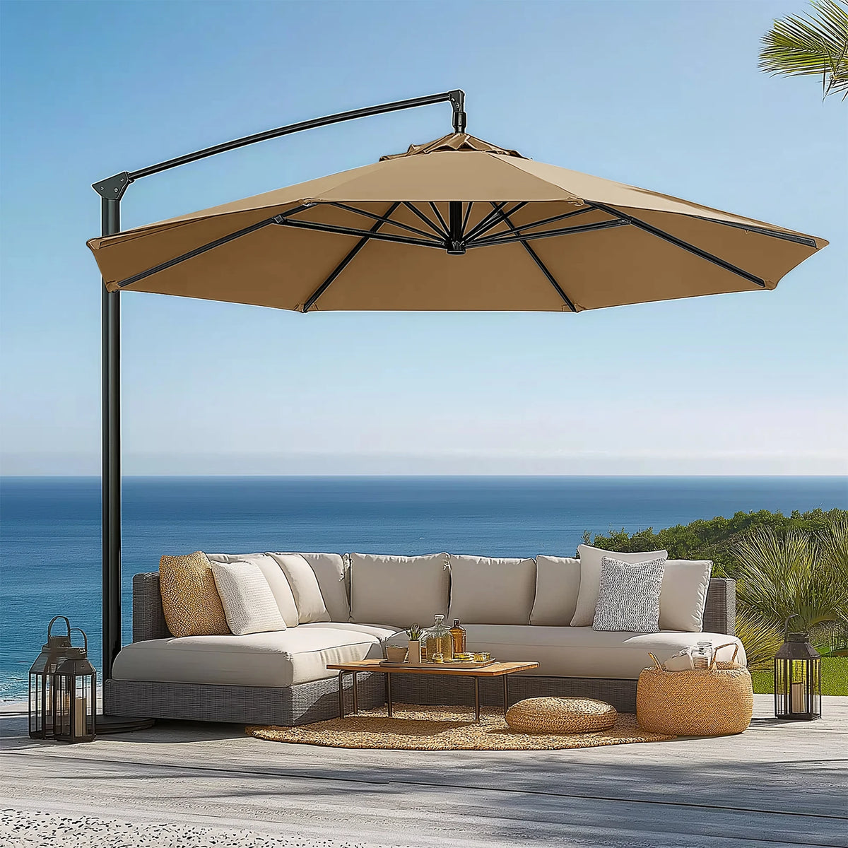 Waterproof Replacement Umbrella Cloth 2/3M Patio Parasol Cover UV-Anti Canopy Cover Replacement Parasol Cover for Balcony Garden
