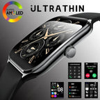 Ultra Thin Smartwatch 1.96in AMOLED Display Bluetooth Calling for Android iOS, Black