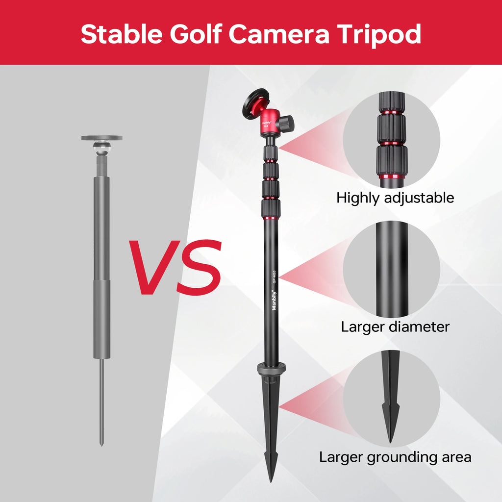 Manbily GF-M25 Golf Tripod Monopod Stand with Magnetic Phone Holder, White