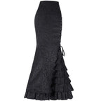 Vintage Gothic Long Skirts Women Punk Fish Tail Skirt New High Waisted Temperament Goth Skirt Festival Party Wear Woman Clothes