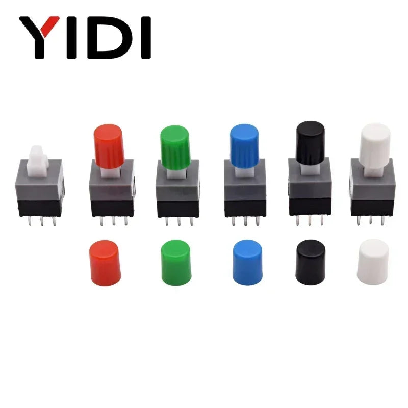 10pcs PCB Tact Tactile Micro Mini Latching Push Button On Off Self Lock UnLock Switch DIP 6 Pin Cap 5.8*5.8/7*7/8*8/8.5*8.5mm