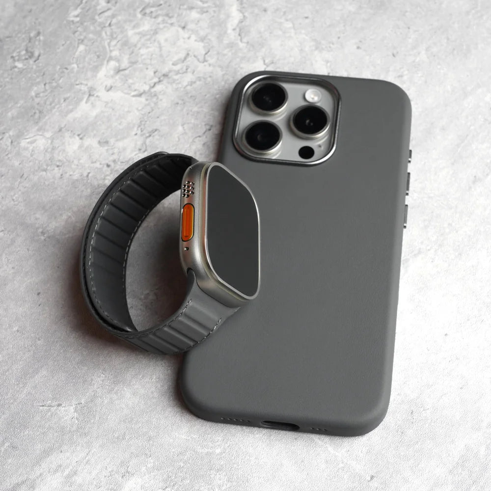 Magnetic Nappa Genuine Strap for Apple Watch Ultra 2 Band 49mm 46mm 45mm 44mm Suede Leather Accessories for iWatch S10 9 8 7 6