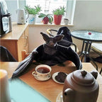 Vivid Stuffed Bat Doll Plush Throw Pillow with Realistic Foldable Wing Seat Cushion Halloween Xmas Ornament Bat Dolls Decor