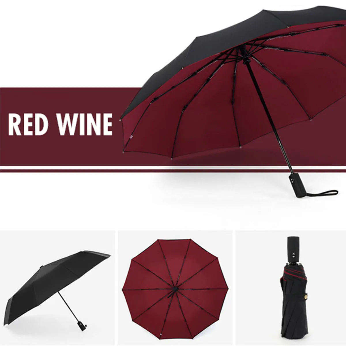 Windproof Double Layer Automatic Umbrella, Water Resistant Travel Umbrella - Colors