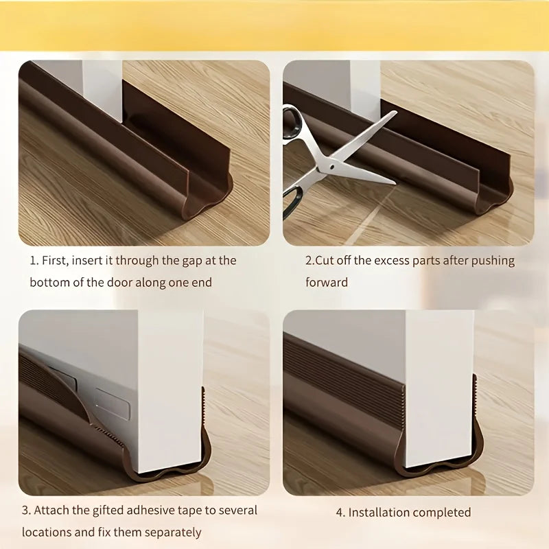 PVC Flexible Door Bottom Seal Strip Under Door Draft Stopper Weatherproof Soundproof Gap Cover Weatherstrip for Indoor Outdoor
