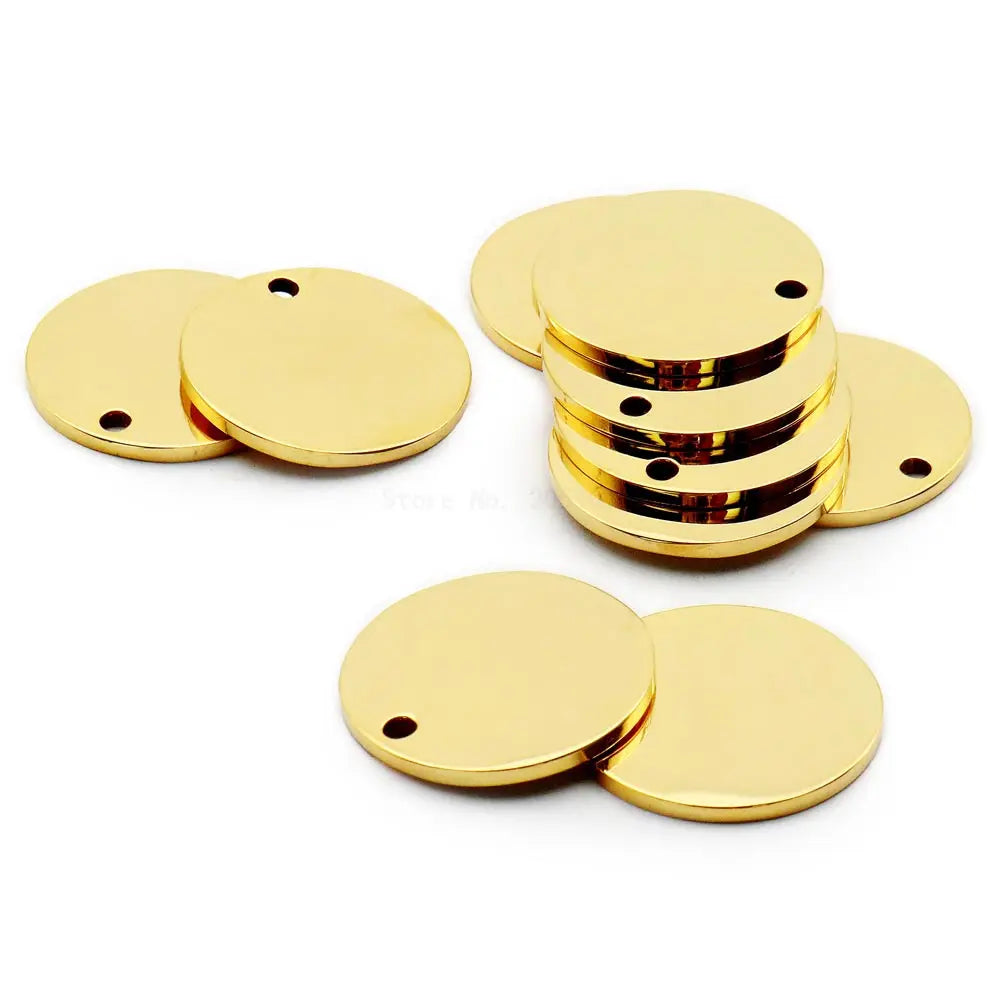 20pcs Stainless Steel Round Pet ID Tag Mirror Finish Collar Name Pendant 25-35mm