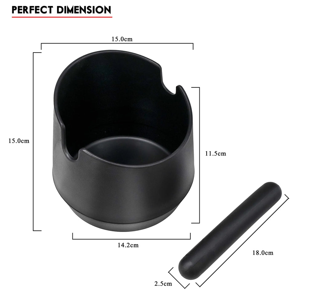 Leeseph Coffee Knock Box Residue Dump Container, Non-slip Durable Barista Grinding Waste Collection Box Fat Body with Knock Bar