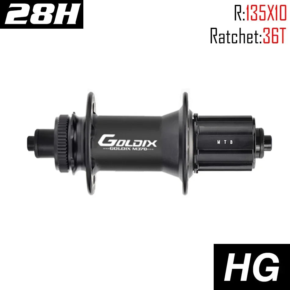GOLDIX GDX370 Bicycle Hub Sealed Bearing Center Lock Disc Brake J-Bend 28 Holes Ratchet 36T BOOST MTB Hub for Shimano HG MS XD