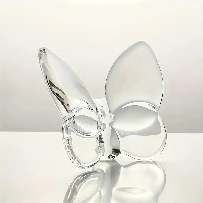1pc, Elegant Crystal Glass Butterfly Desktop Decor, Home Office Desk Ornament, Bookcase, Living Room Gift For Wedding And Party