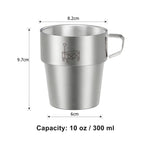 4 Pack Stainless Steel Camping Cups with Handle 10 oz Double Wall Stackable Camping Coffee Mugs with Mesh Bag for Outdoor Travel