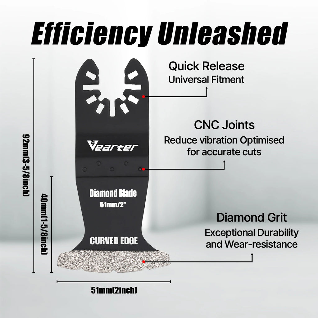 Vearter 5-piece Oscillating Multi-Function Tool Swing Diamond Cutting Discs, Mortar Cutting Blades, Precision Tile Grout Removal