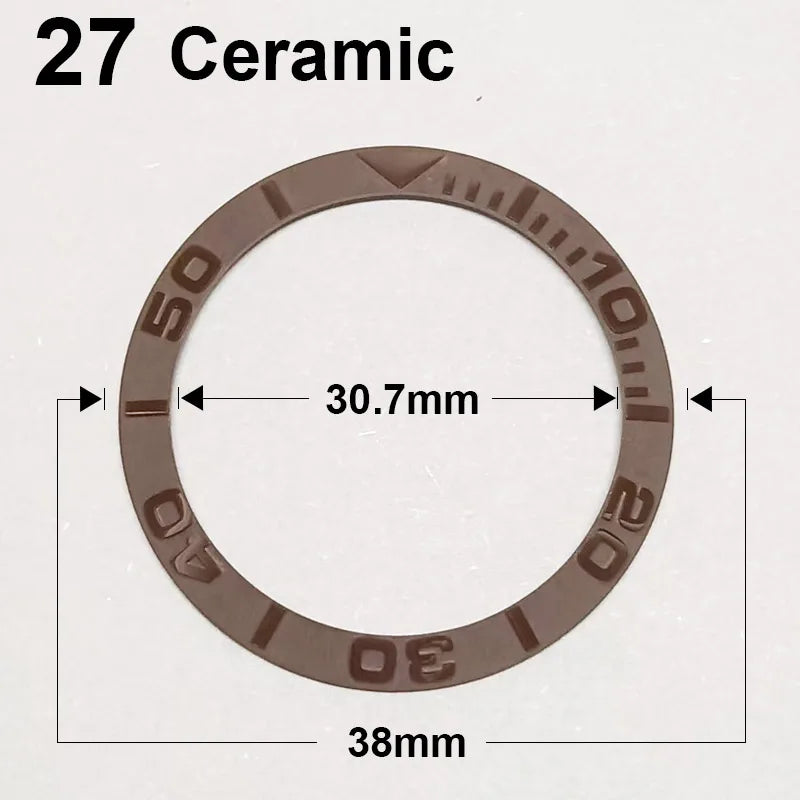 Ceramic sloped luminous watch bezel insert 38-30.7mm fits 40mm case, assorted colors