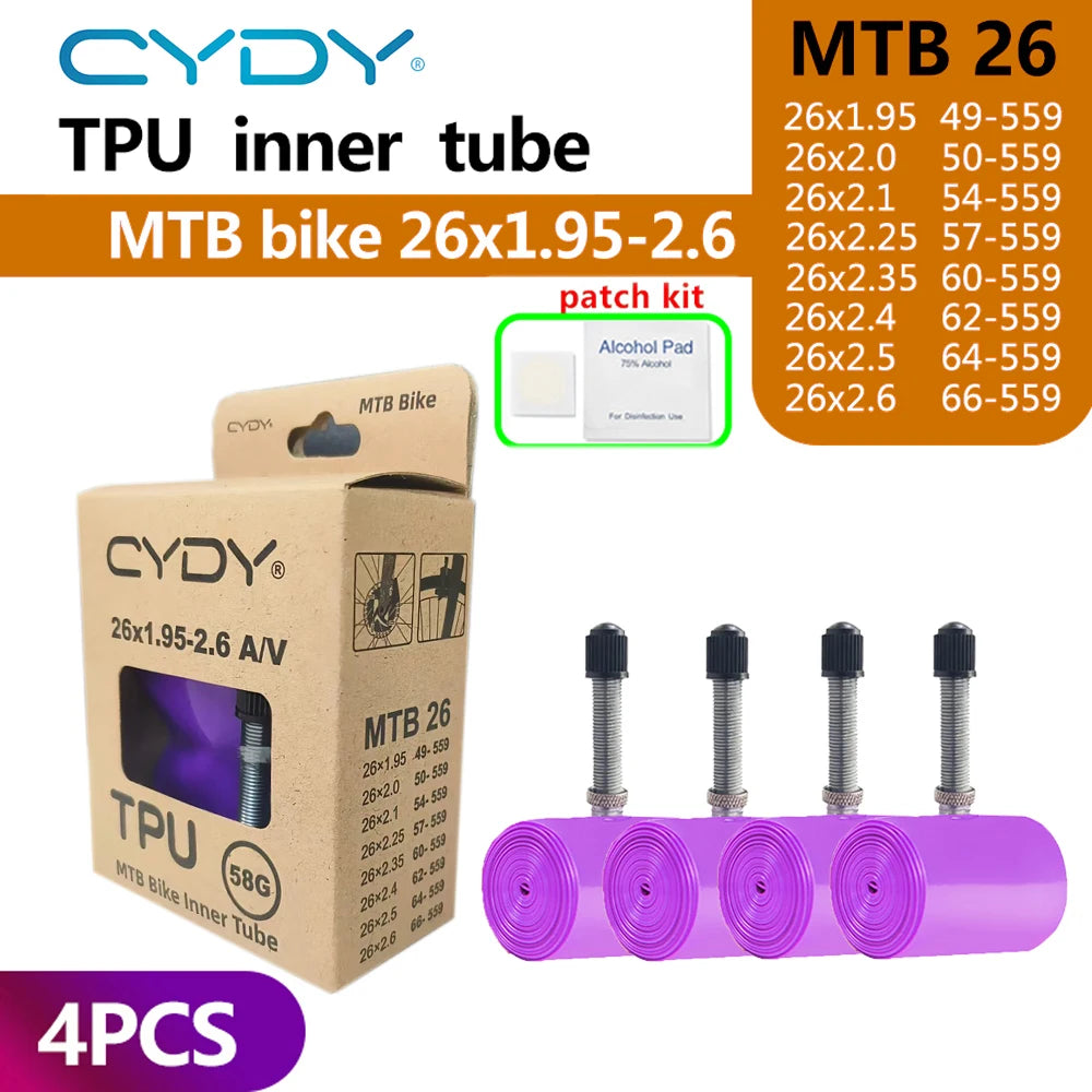 CYDY TPU MTB Bike Inner Tube Camera 29 26 27.5 29x1.95-2.6 Inch Mountain Bicycle Tire Schrader Valve AV pneu 29er Cycling Tube