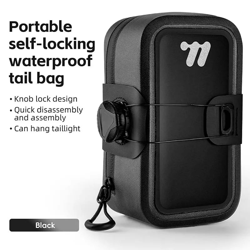 WEST BIKING Bicycle Saddle Bag 600D TPU Seamless Waterproof Wear-Resistant Rotating Lacing Buckle Mini Saddlebag Bike Accessory