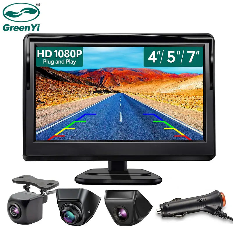 GreenYi 4.3/5/7 inch AHD IPS Monitor 1080P Night Vision Car Rear View Camera 170° Reverse Camera Night Vision Waterproof
