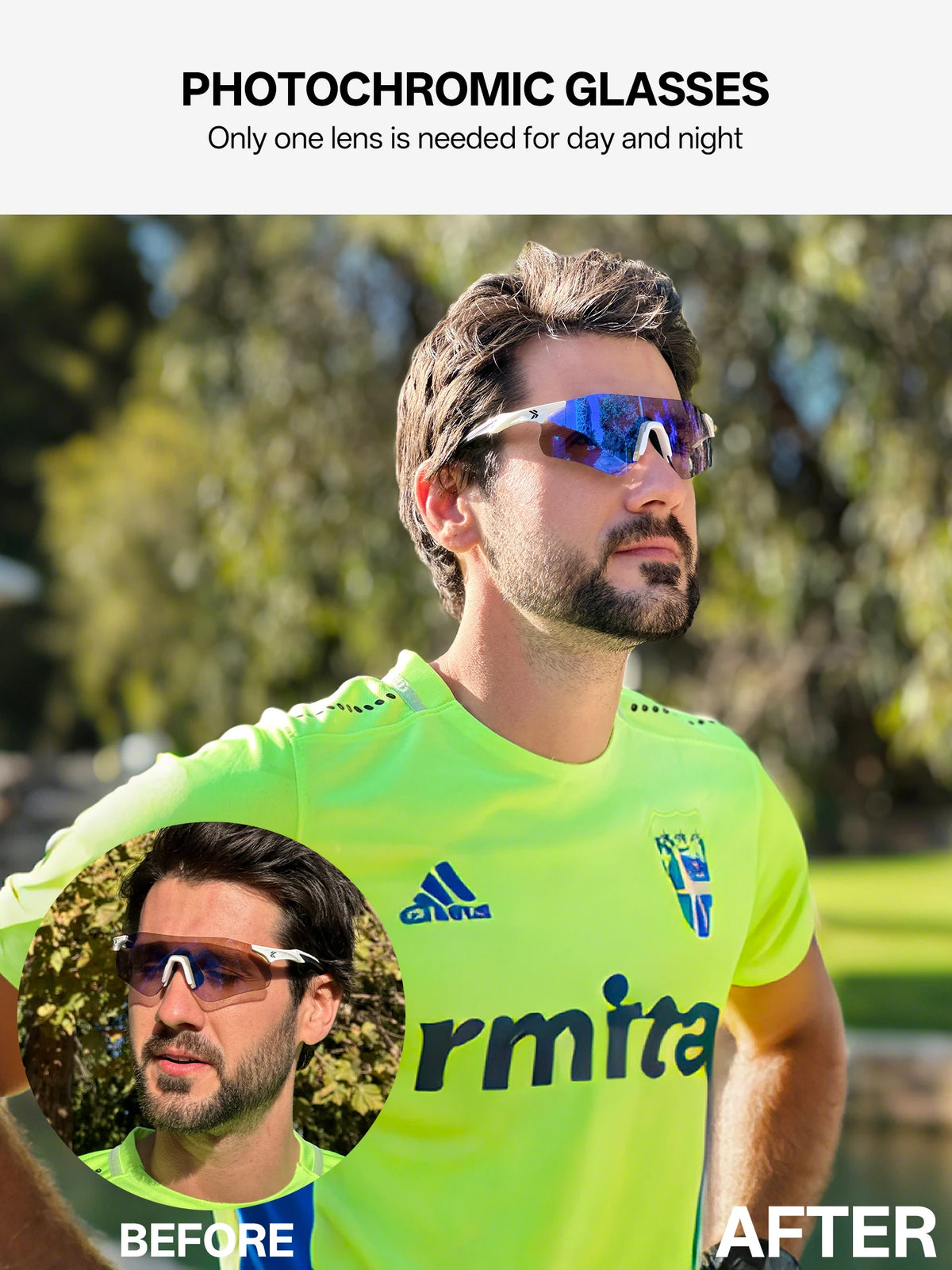 Kapvoe New Cycling Photochromic Glasses Men Women Road Bicycle Sunglasses UV400 Sports Riding Eyewear Outdoor Running Goggles