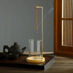 Glass Mountain Incense Holder for Sticks Incense Sticks Holder with Cord Lock Anti-Ash Flying Incense Burner with Ash Catcher