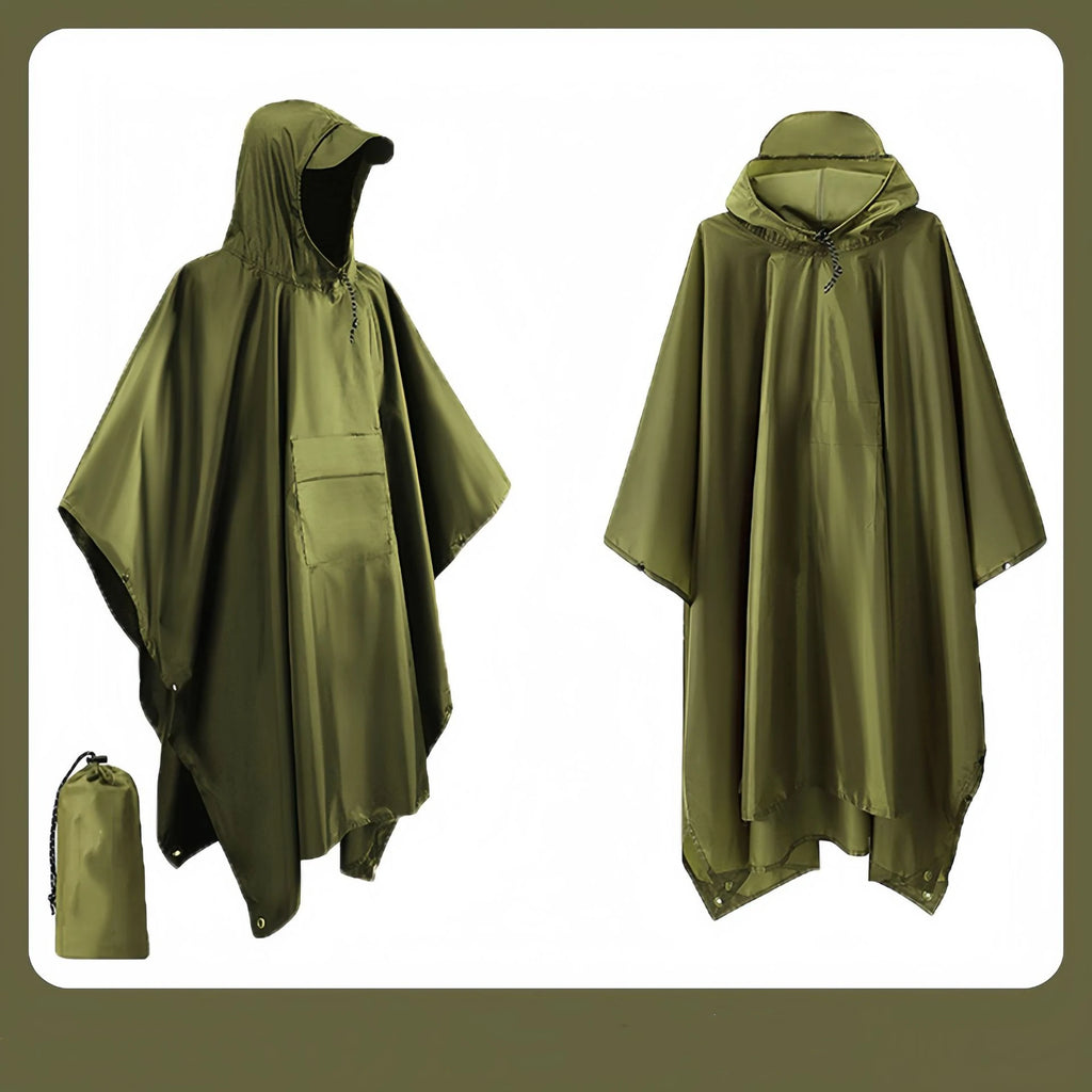3-in-1 Waterproof Outdoor Rain Poncho Cover, Lightweight Hiking Travel Raincoat - Multiple Colors