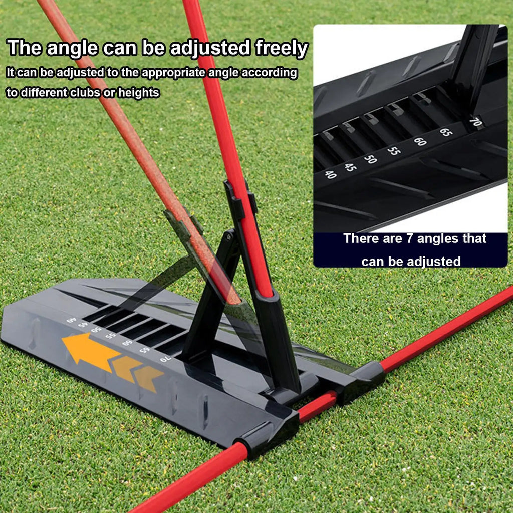 Golf swing alignment rod holder practice plate trainer, red