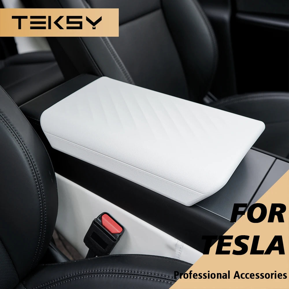 Tesla Center Console Armrest Lid Cover, TPE, Black or White, for Model Y/3 Highland