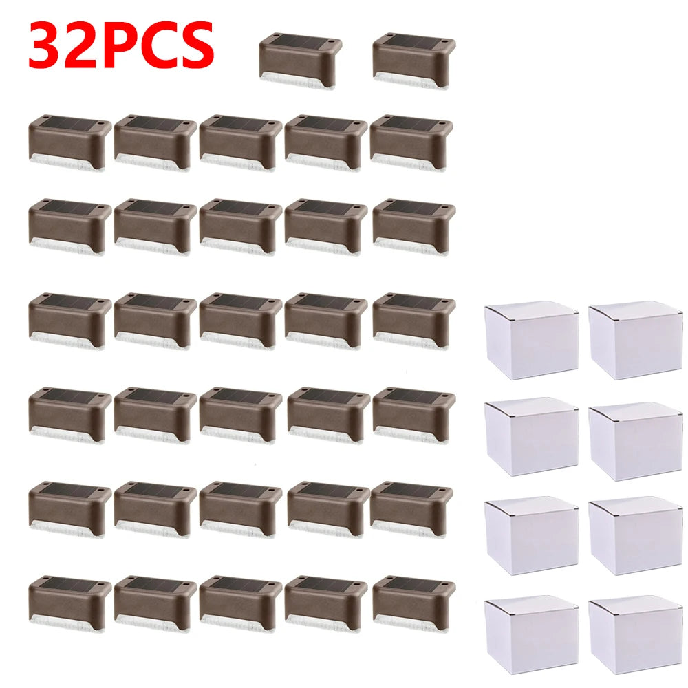 Warm White LED Solar Step Lamp Path Stair Outdoor Garden Lights Waterproof Balcony Light Decoration for Patio Stair Fence Light