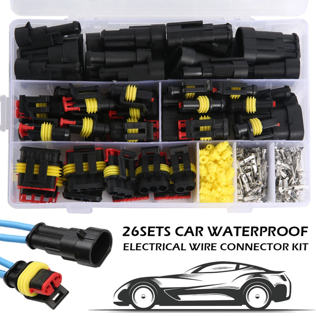 352pcs Waterproof Connectors For Car Motorcycle Yacht Electrical Wire Connector Kit 1/2/3/4 Pin Terminals Harness Plug Connector