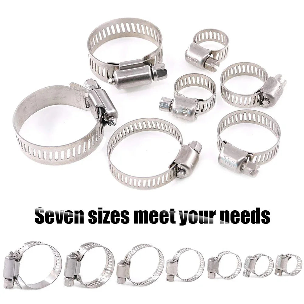60pcs 8-38mm Adjustable Stainless Steel Screw Band Hose Clamps Car Fuel Hose Clamps Pipe Clamp Worm Gear Clip Hose Clamp