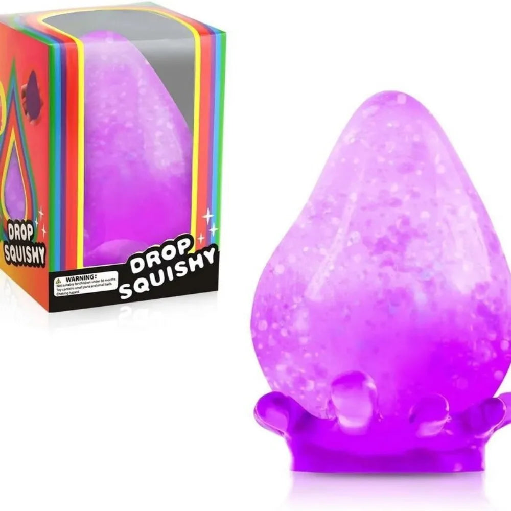 Water Droplet Blind Box Slow Rebound Squeeze Stress Relief Toy, 4pcs, Purple/Blue/Orange/Pink