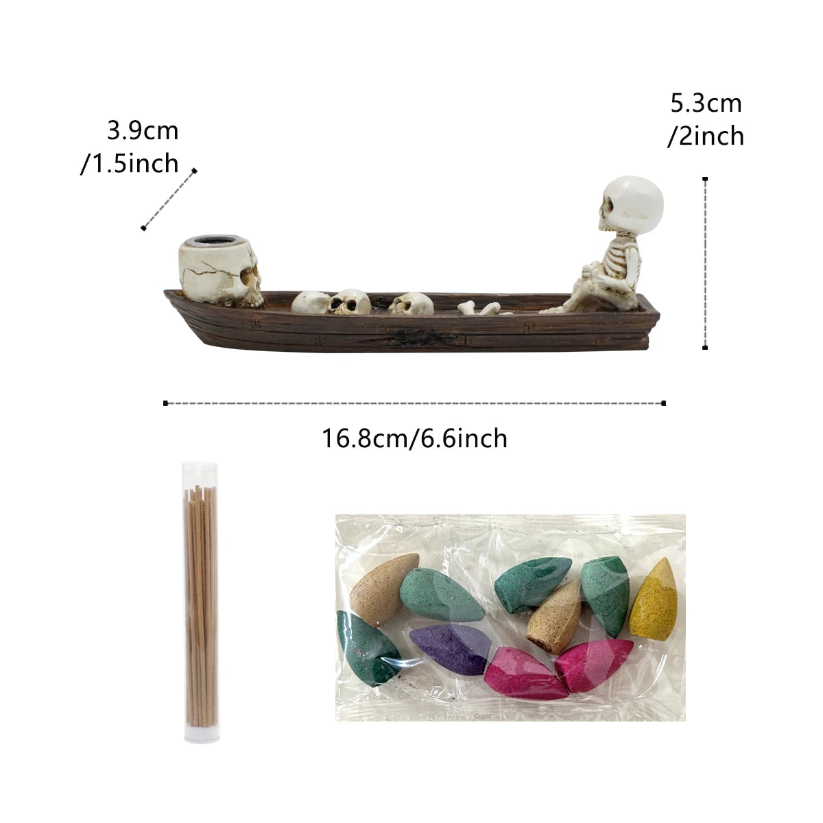3-piece set of skeleton aromatherapy boat resin crafts, Halloween aromatherapy boat, fresh air fragrance, furniture, living room