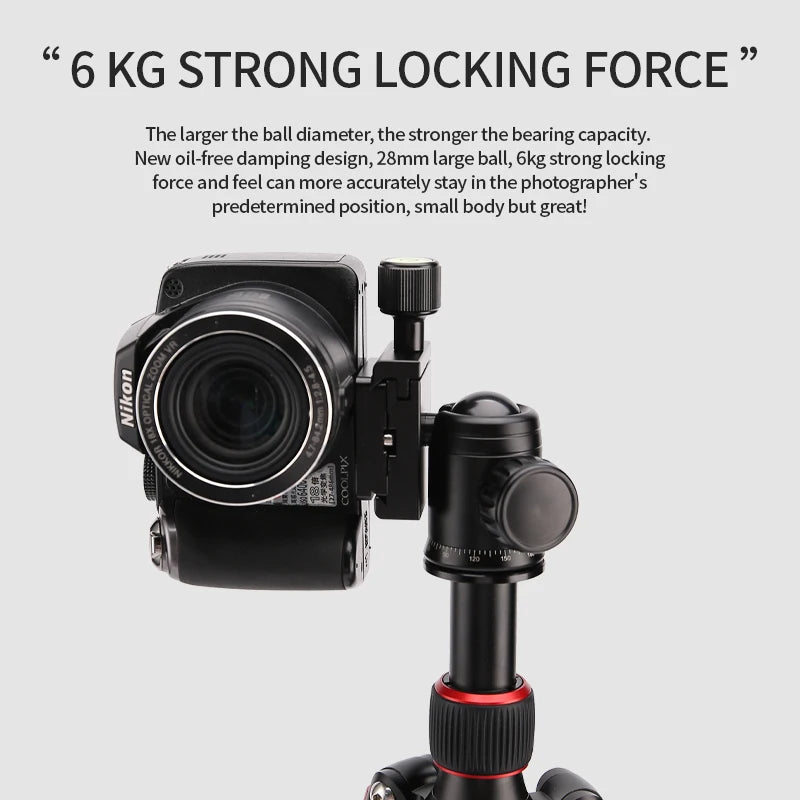FM5S Portable Tripode Lightweight Travel Stand Tabletop Video Mini Tripod with 360 Degree Ball Head for Camera DSLR SLR