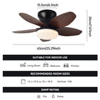 25 inch Ceiling Fans with Lights and Remote,Flush Mount Ceiling Fan,Reversible Quiet DC Motor Low Profile Ceiling Fans For Livin