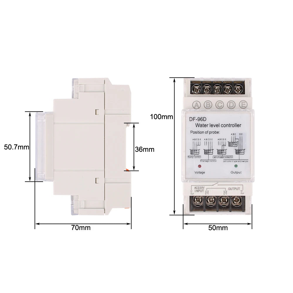 DF-96D DF-96DS Water Level Controller Switch 20A220V Water Tank Liquid Level Detection Sensor Water Pump Controller 2M Wires