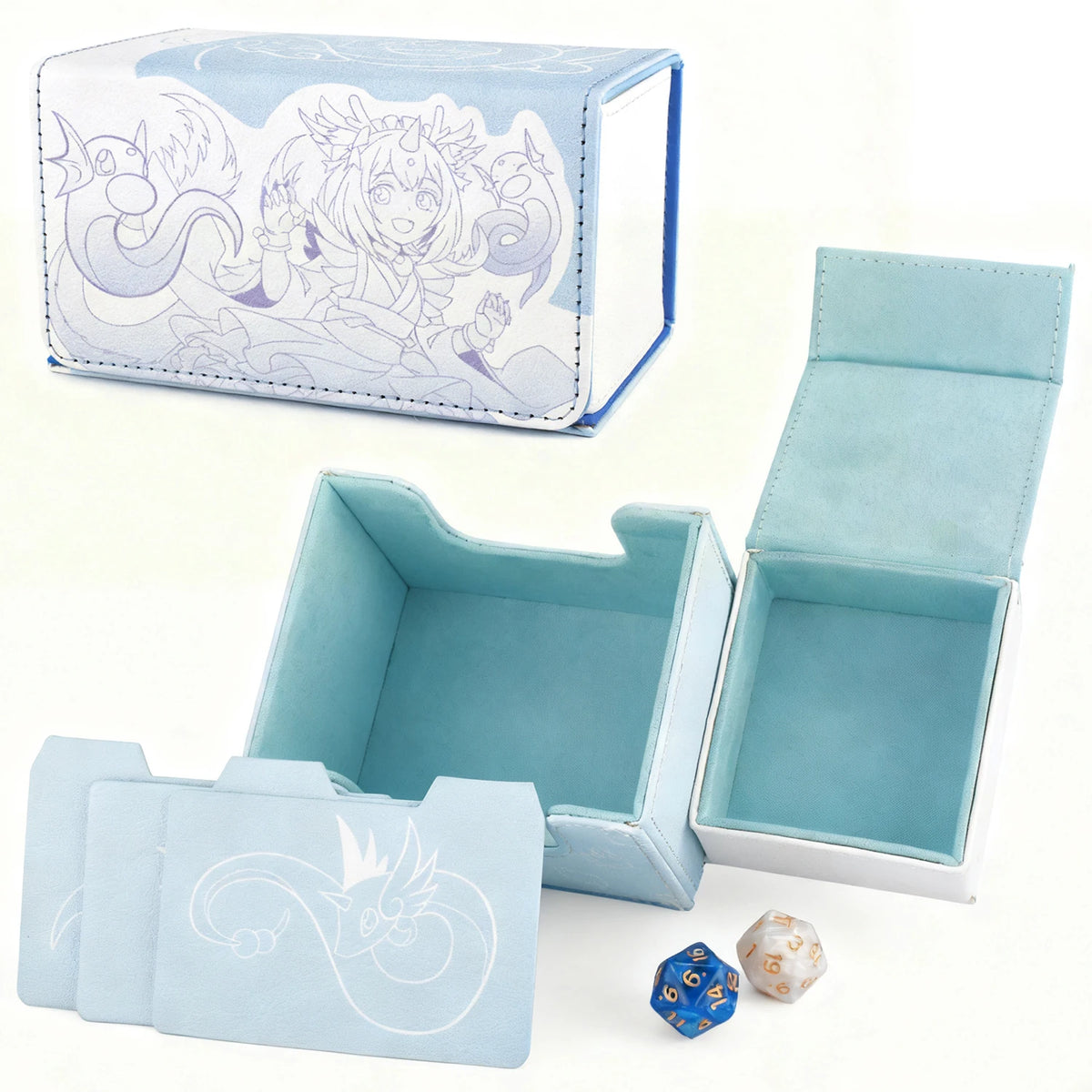 Laundry Dragonmaid Dragonite Deck Box Dicewinder for YGO PTCG,Fits 100 Double-Sleeved Cards,Dice Tray Card Storage Box TCG OPCG