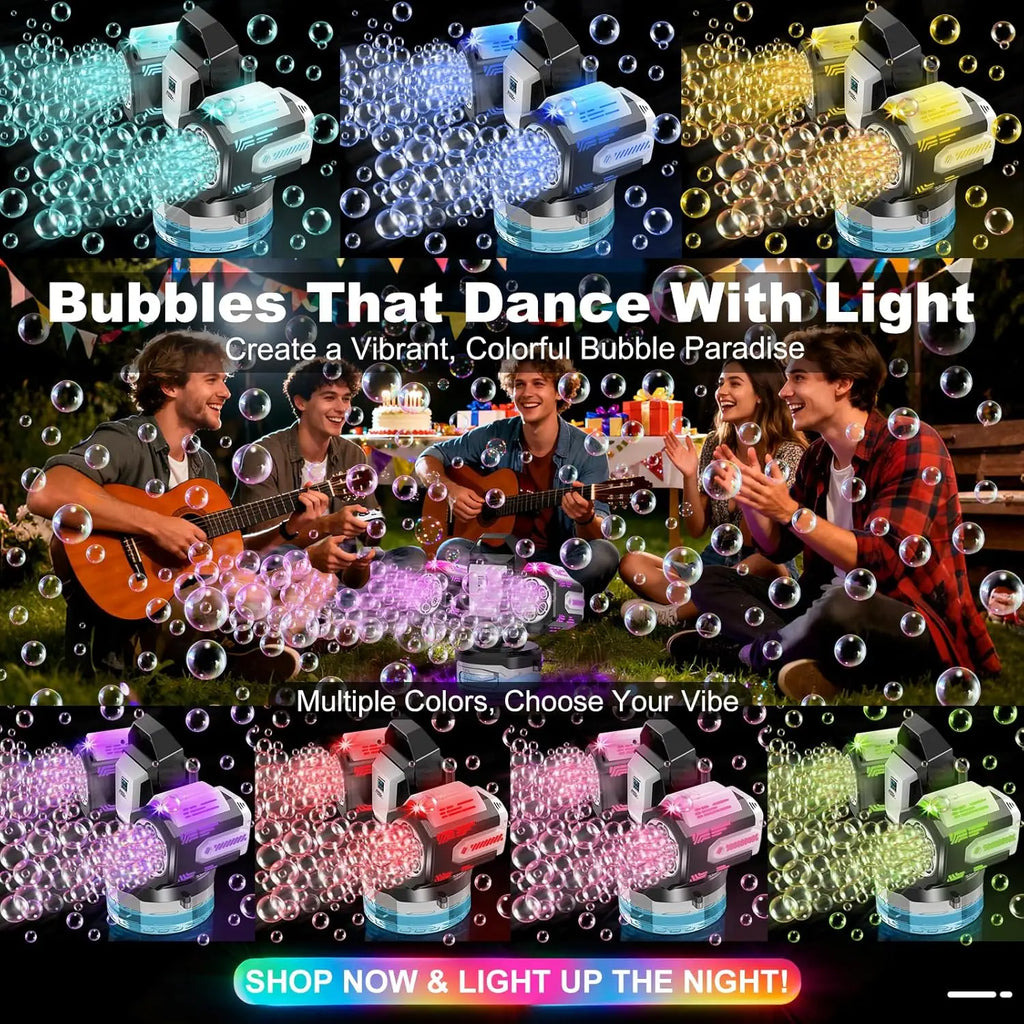 2026 Bubble Machine: Remote Control, Rgb Lights, 1800Mah Rechargeable Type-C |   No Bubble Solution