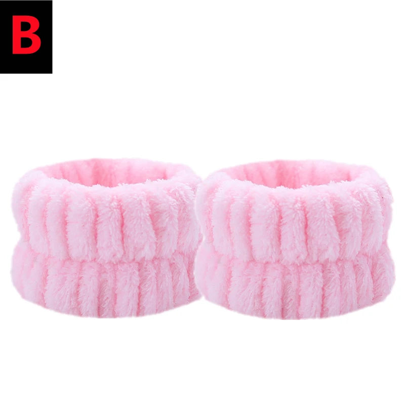 4/2PCS Wrist Washband Microfiber Wrist Wash Towel Band Wristband Scrunchies Wash Face Absorbent Wrist Sweatband Women Headband