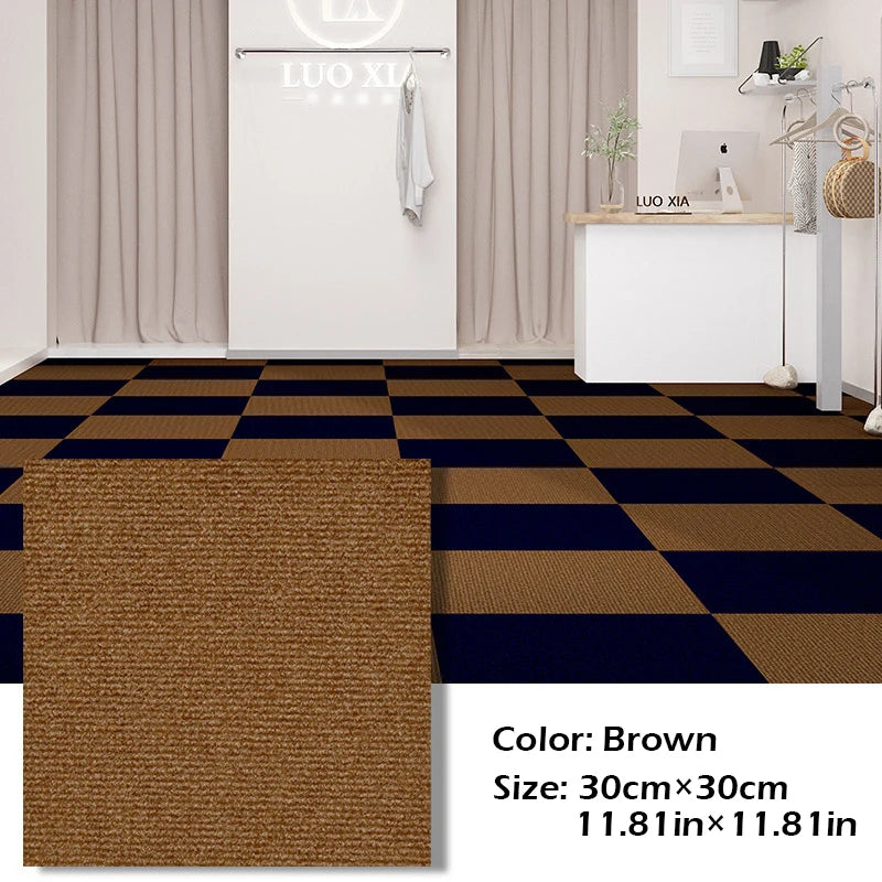 30x30cm DIY Modern Carpet Self-adhesive Anti Slip Block Fully Spread Floor Mat Bedroom Study Office Can Be Cut
