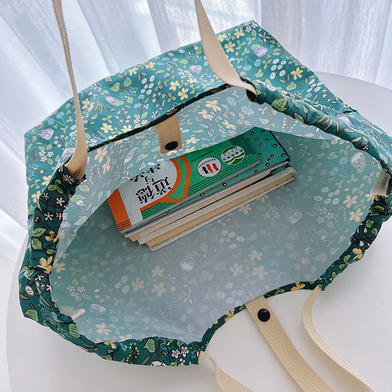 16L Large Capacity Japanese Style Casual Handbag Folding Supermarket Shopper Bag Lovely Travel Accessory