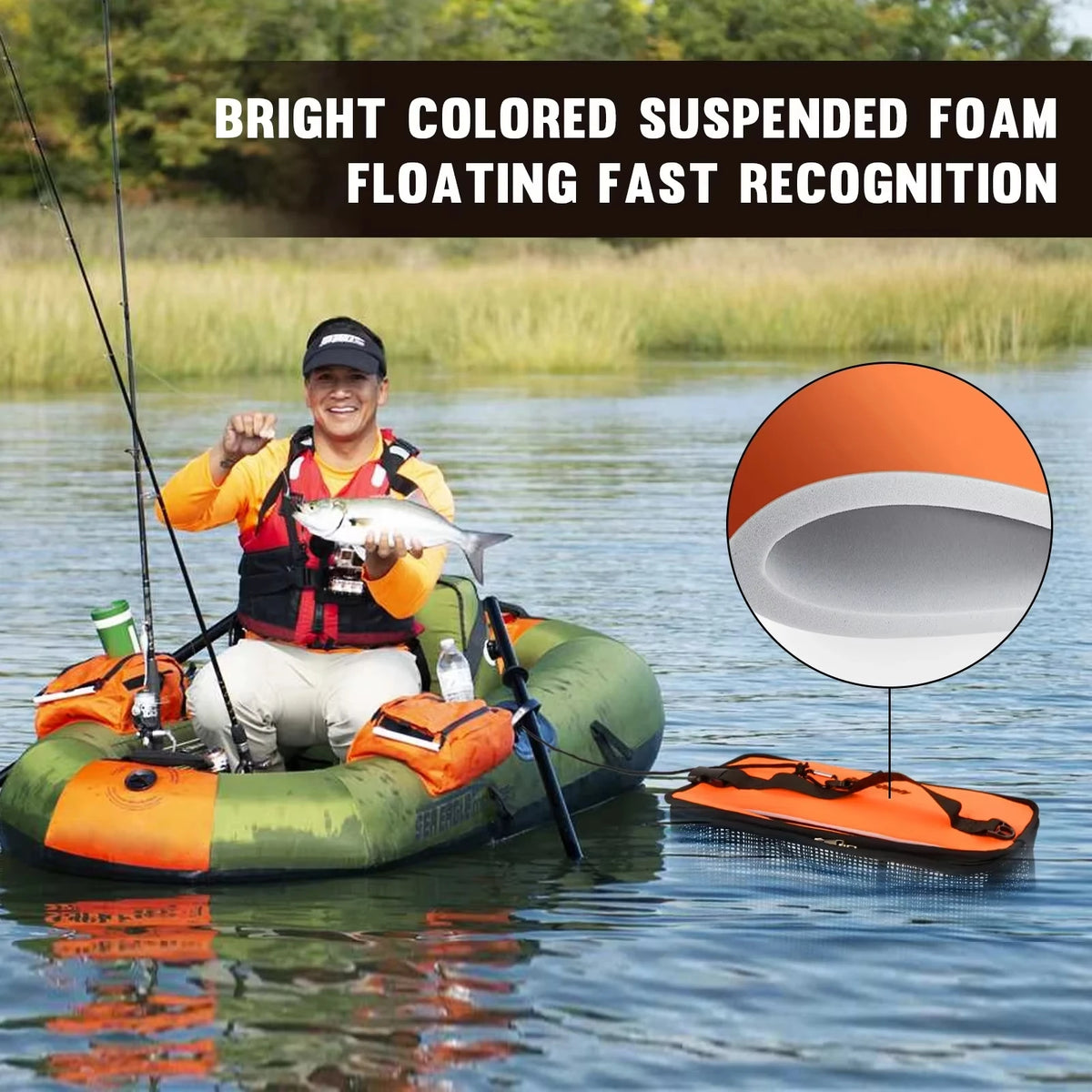 Floating fish basket, foldable fishing rack bucket, portable foldable fishing net for storing fishing equipment in the cage