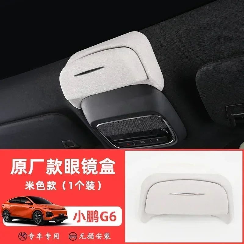 Xpeng G6 Car Sunglasses Holder Clip Visor Glasses Case Storage, Beige or Black