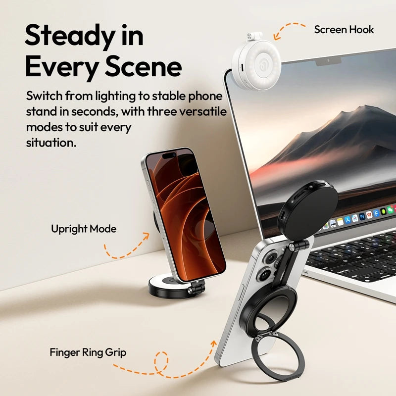 Ulanzi LM23 Pocket LED Light for iPhone 17 Pro Max 16 15 for Smartphones with Magnetic Ring Fill Light Desktop Stand for Vlog