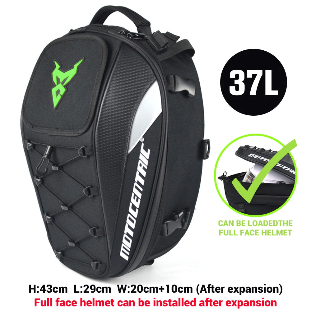 MOTOCENTRIC Motorcycle Back Seat Bags Waterproof Tail Bag Rear Seat Bag Multifunctional Motorbike Helmet Bag Moto Rider Backpack