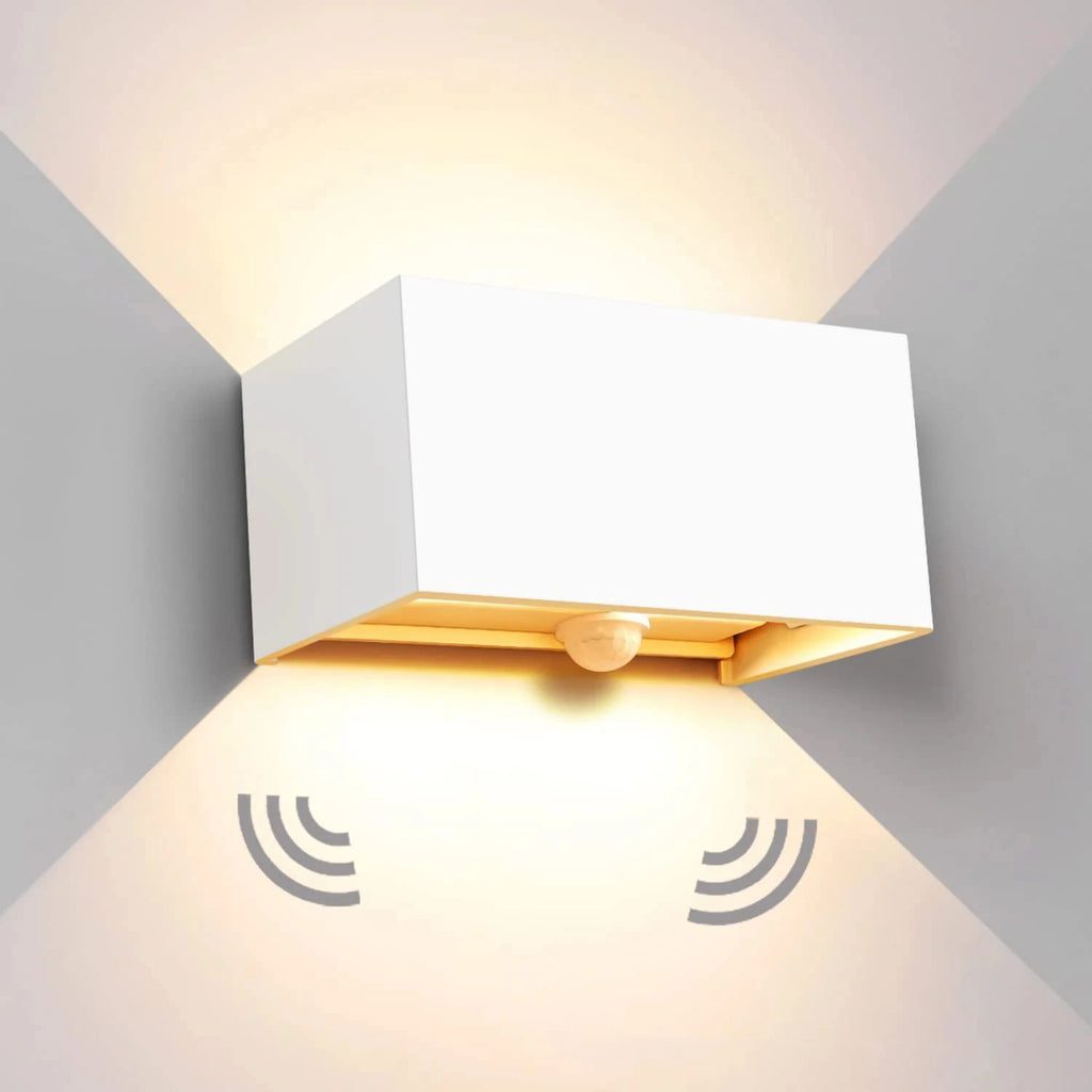 LED Outdoor Wall Lamps 24W LED Motion Sensor Black/White IP65 Waterproof Indoor Outdoor Lighting Adjustable Wall Light