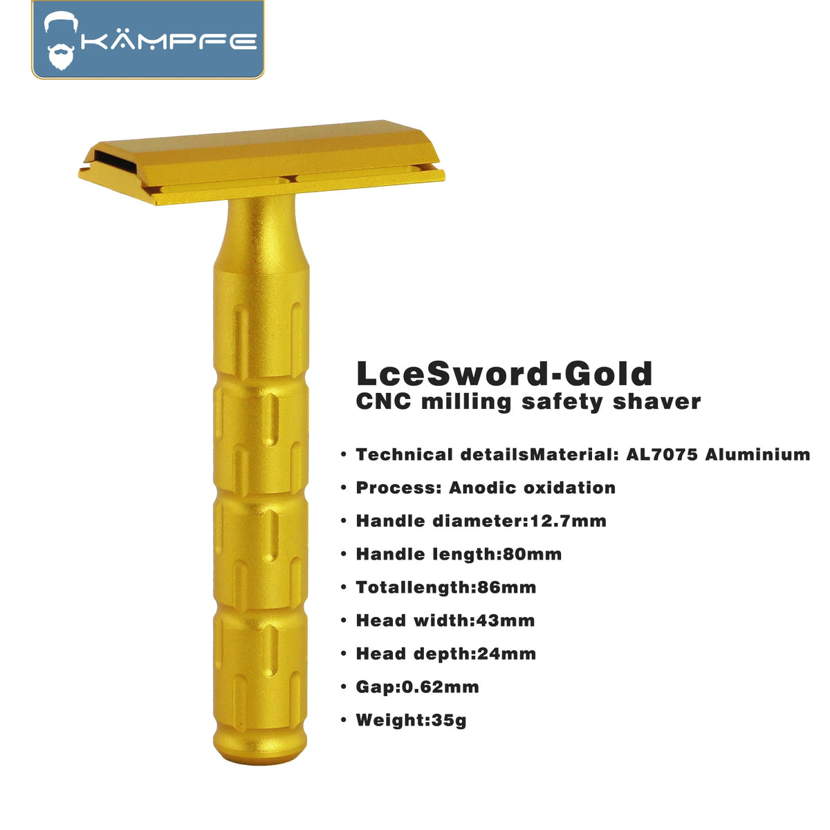 KAMPFE CNC milling high-quality AL7075 aluminum double-edged safety shaver men's exquisite gift hair salon tool
