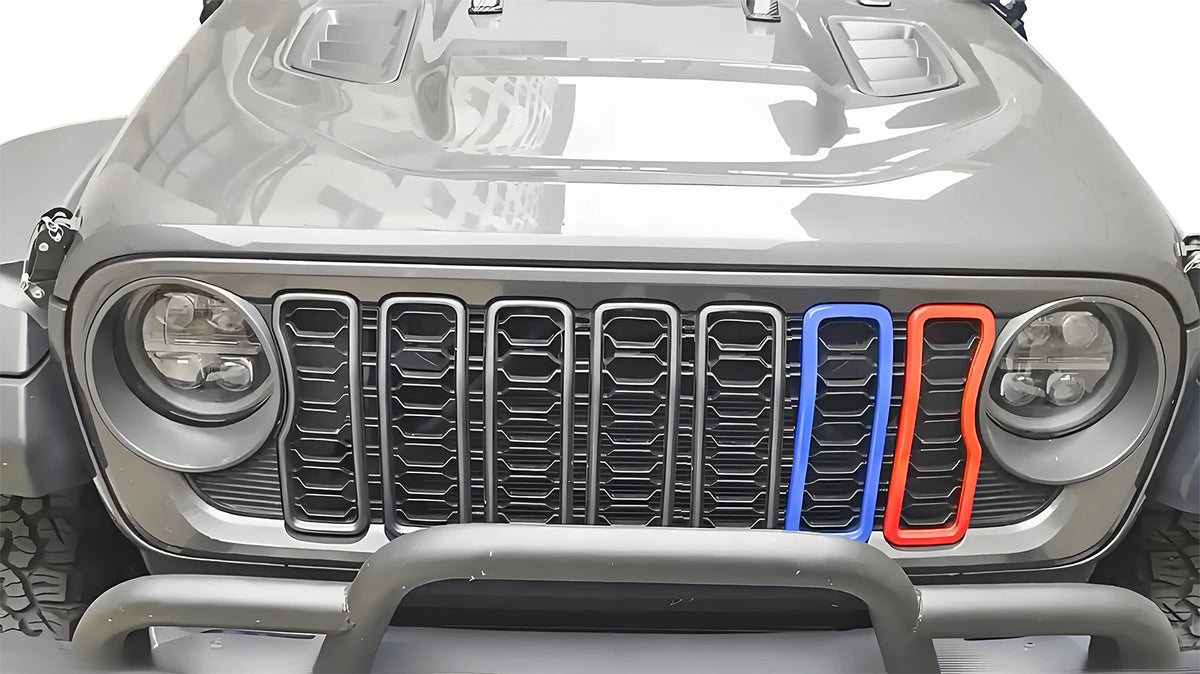 for Jeep Wrangler JL Gladiator JT 2024 2025 Car Front Grill Rings Frame Grille Inserts Cover Trim Exterior Accessories